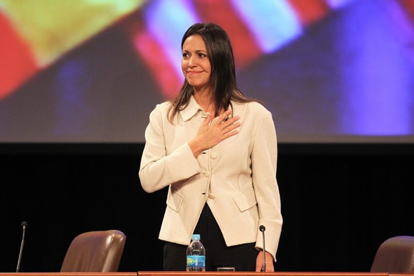 epa04139489 Venezuelan opposition deputy Maria Corina Machado participates at the conference &quot;Latin America: Opportunities and Challenges&quot;, in Lima, Peru, 24 March 2014. Machado has said she ...