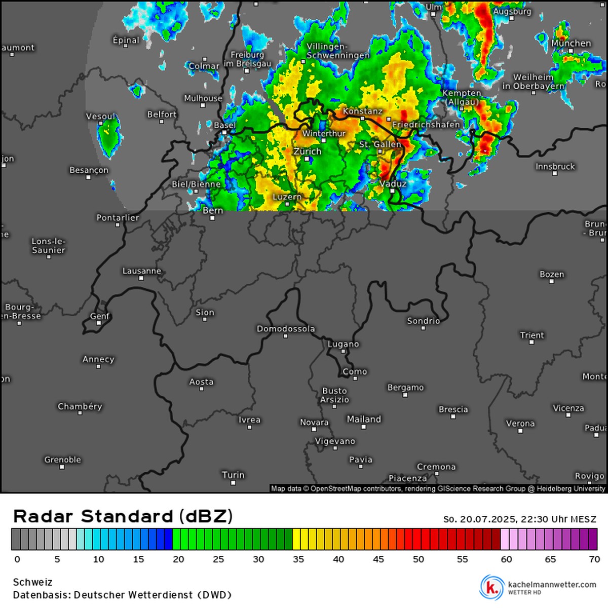 Niederschläge im Norden der Schweiz im Juli 2025.
