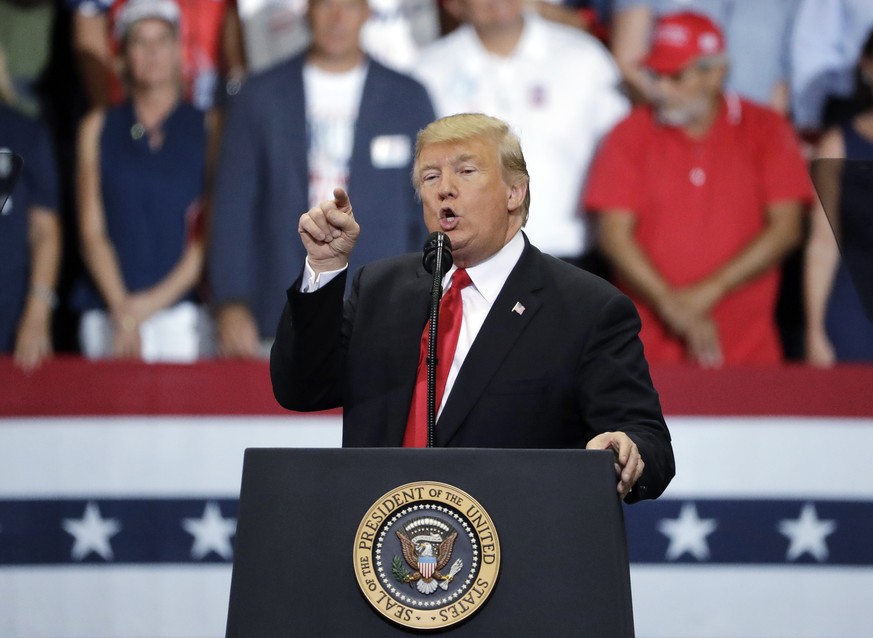President Donald Trump gestures during a rally Wednesday, Oct. 31, 2018, in Estero, Fla. (AP Photo/Chris O&#039;Meara)