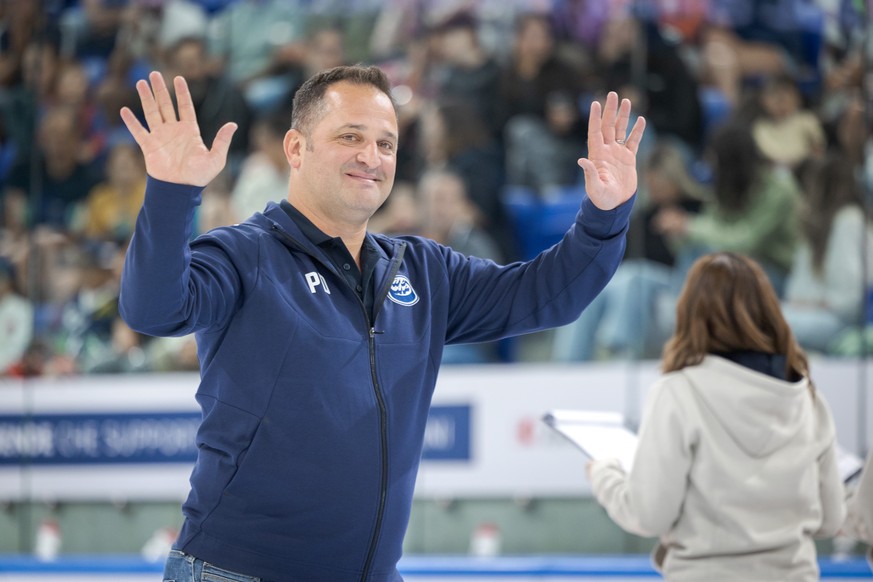 HC Ambr� Piotta sporting director Paolo Duca, during the presentation of HC Amb� Piotta 2025-2026 season at the Gottardo Arena, Switzerland, on Sunday, July 27, 2025. (KEYSTONE/Ti-Press/Massimo Piccol ...