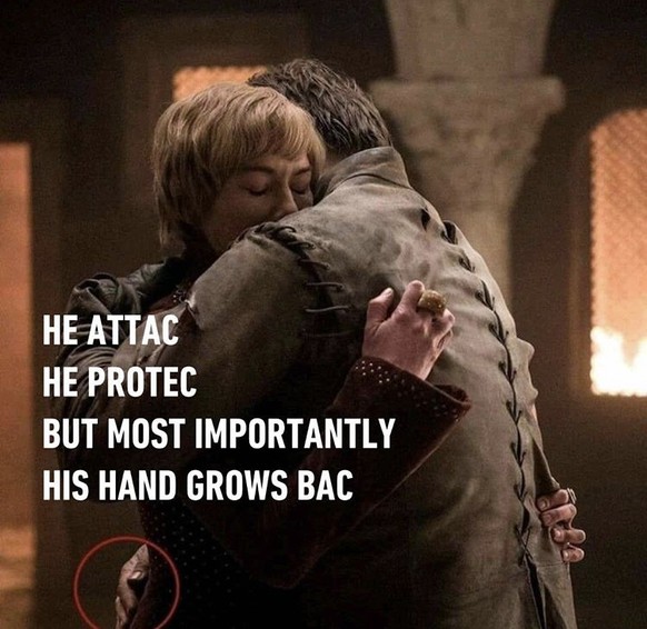8 Dinge, die an der zweitletzten Folge Â«Game of ThronesÂ» genervt haben
Ich finde schade, dass Jamie kurz nach dem seine Hand endlich nachgewachsen ist, gleich stirbt â¹ï¸ð¤­
