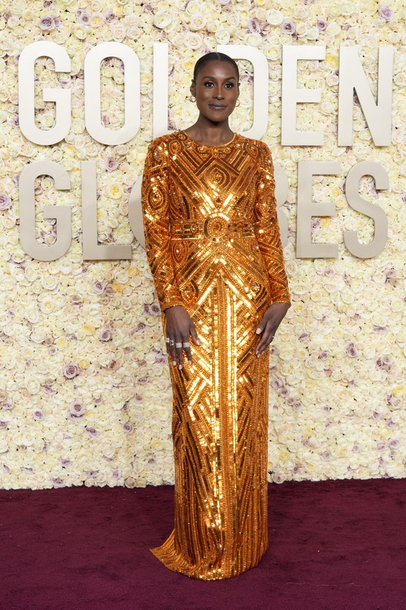 Issa Rae arrives at the 81st Golden Globe Awards on Sunday, Jan. 7, 2024, at the Beverly Hilton in Beverly Hills, Calif. (Photo by Jordan Strauss/Invision/AP)
Issa Rae