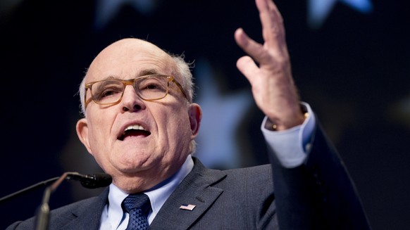 Rudy Giuliani, an attorney for President Donald Trump, speaks at the Iran Freedom Convention for Human Rights and democracy at the Grand Hyatt, Saturday, May 5, 2018, in Washington. (AP Photo/Andrew H ...