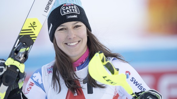 epa08122101 Second placed Wendy Holdener of Switzerland reacts after the women's Alpine Combined race of the FIS Alpine Skiing World Cup in Altenmarkt - Zauchensee, Austria, 12 January 2020. EPA/ ...
