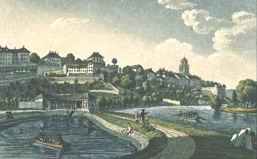 1822 wurde vor dem Marzili die akademische Badeanstalt erbaut. Sie bestand aus einem ovalen Becken, das mit Wasser aus der Aare gespeist wurde. Die beiden kostenpflichtigen Séparées sind noch heute vo ...