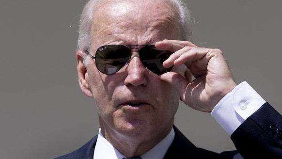 epa10094087 US President Joe Biden delivers remarks in the Rose Garden of the White House during his first public in-person appearance since contracting Covid-19, in Washington, DC, USA, 27 July 2022. ...