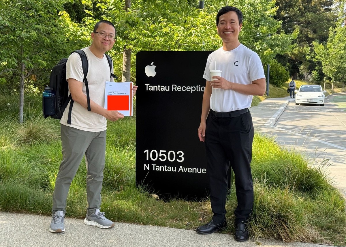 KI-Sicherheitsforscher des Start-ups Calif in Cupertino, beim Apple-Hauptsitz. Sie konnten angeblich als Erste und mithilfe von Claude Mythos Preview die Sicherheitsvorkehrungen bei Apples M5-Macs umg ...