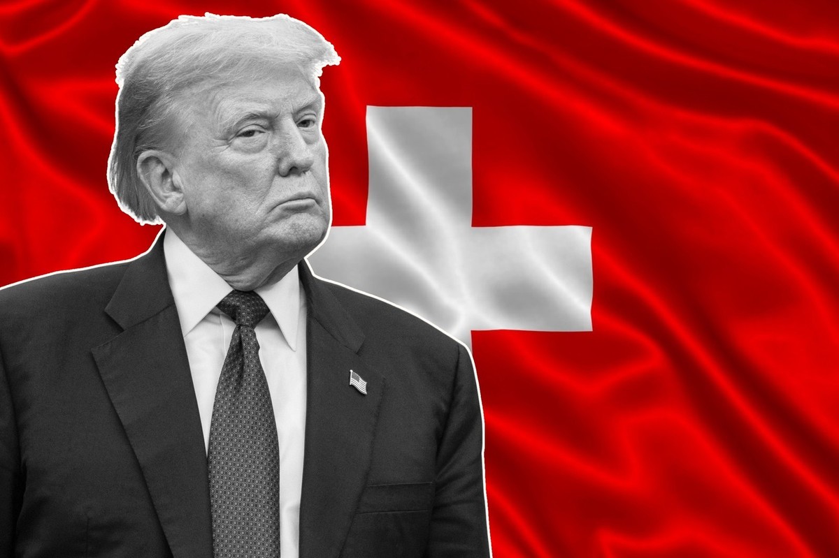 Trump vor Schweizerfahne