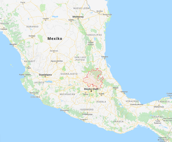 Beim rot eingezeichneten Staat handelt es sich um&nbsp;Hidalgo.