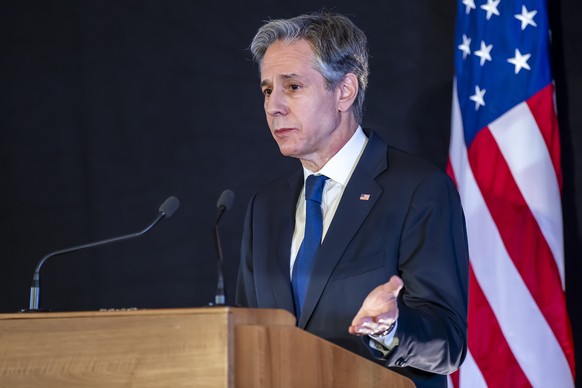 United States Secretary of State Antony Blinken, speaks during a press conference following talks with Russian Foreign Minister Sergei Lavrov, in Geneva, Switzerland, Friday, Jan. 21, 2022. (Martial T ...