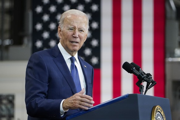 FILE - President Joe Biden speaks at the Volvo Group Powertrain Operations in Hagerstown, Md., Friday, Oct. 7, 2022. The White House laid out a national security strategy Wednesday aimed at checking a ...