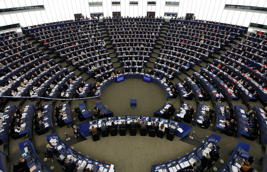 Members of the European Parliament take part in a voting session on the Comprehensive Economic Trade Agreement (CETA) between the EU and Canada, in Strasbourg, France, February 15, 2017. REUTERS/Vince ...