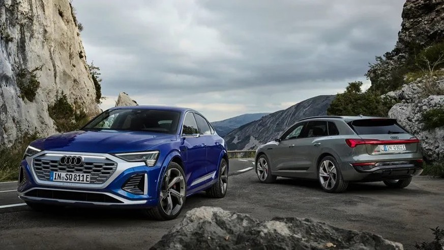 Audi SQ8 Sportback e-tron quattro, Static photo, Colour: Ultra Blue metallic.
Audi Q8 e-tron quattro, Static photo, Colour: Chronos Gray metallic.