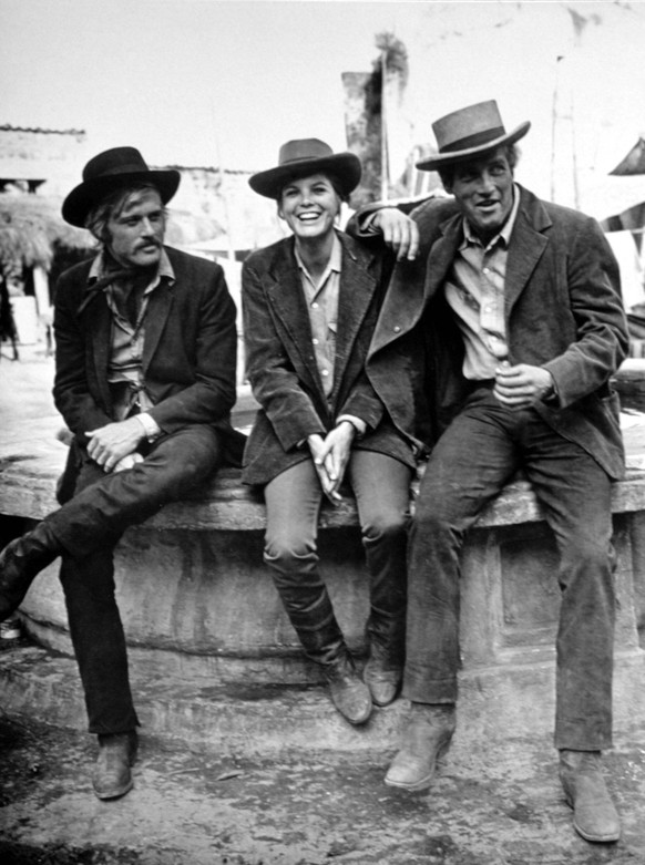 BUTCH CASSIDY AND THE SUNDANCE KID, Robert Redford, Katharine Ross, Paul Newman on set, 1969, TM and Copyright c20th Century Fox Film Corp. All rights reserved. 20thCentFox/Courtesy Everett Collection ...