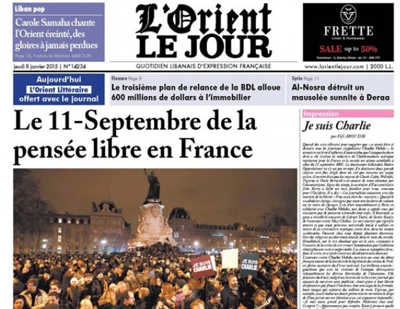 Titelseite der libanesischen Zeitung&nbsp;﻿«L'Orient-Le Jour»﻿.