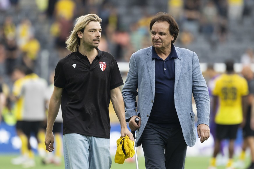 Sportdirektor Barthelemy Constantin (SIO), links, und Praesident Christian Constantin (SIO), nach dem Super League Spiel zwischen dem BSC Young Boys und dem FC Sion, am Sonntag, 26. Juli 2026 im Stadi ...