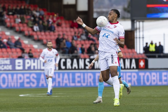 Noe Sow (SIO), lors de la rencontre de football de Swiss Super League entre le FC Sion, SIO, et le FC Lugano, LUG, ce dimanche 9 mars 2025 au Stade de Tourbillon a Sion. (KEYSTONE/Cyril Zingaro)