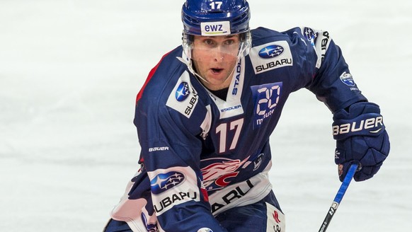 ZSC Lions Stuermer Drew Shore waehrend dem Eishockey-Meisterschaftsspiel der National League zwischen den ZSC Lions und dem EHC Kloten am Samstag, 9. September 2017, im Hallenstadion in Zuerich. (KEYS ...