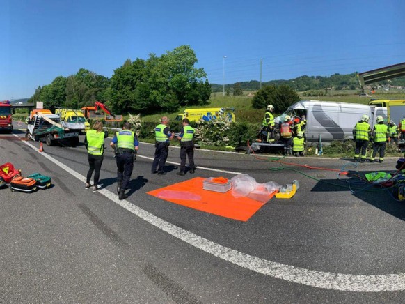 Bei einer Unfallserie auf der Autobahn A1 am Genfersee ist am Montag mindestens ein Mensch getötet worden. Mehrere weitere wurden verletzt. Zudem starben mehrere Stück Vieh.