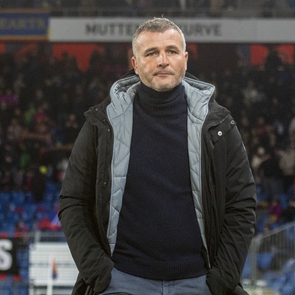 Der Trainer des FC Basel, Alex Frei beim Super League Meisterschaftsspiel zwischen dem FC Basel und dem FC Luzern vom Samstag, 28. Januar 2023 in Basel. (KEYSTONE/Urs Flueeler)