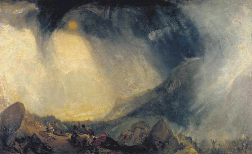 Nicht heroisch: Hannibals Alpenüberquerung, dargestellt von William Turner.
https://commons.wikimedia.org/wiki/File:Joseph_Mallord_William_Turner_081.jpg