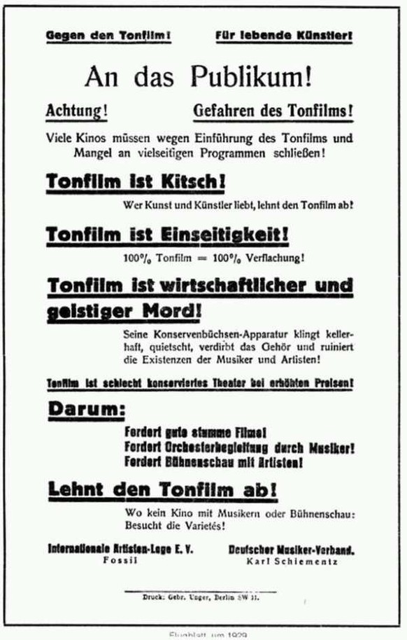 20 Millionen Strafsteuern: Self-Scanning-Kassen könnten Coop teuer zu stehen kommen
Wir müssen Strafsteuern auf den Tonfilm einführen die Orchesterbegleitung von Stummfilmen ist überflüssig geworden