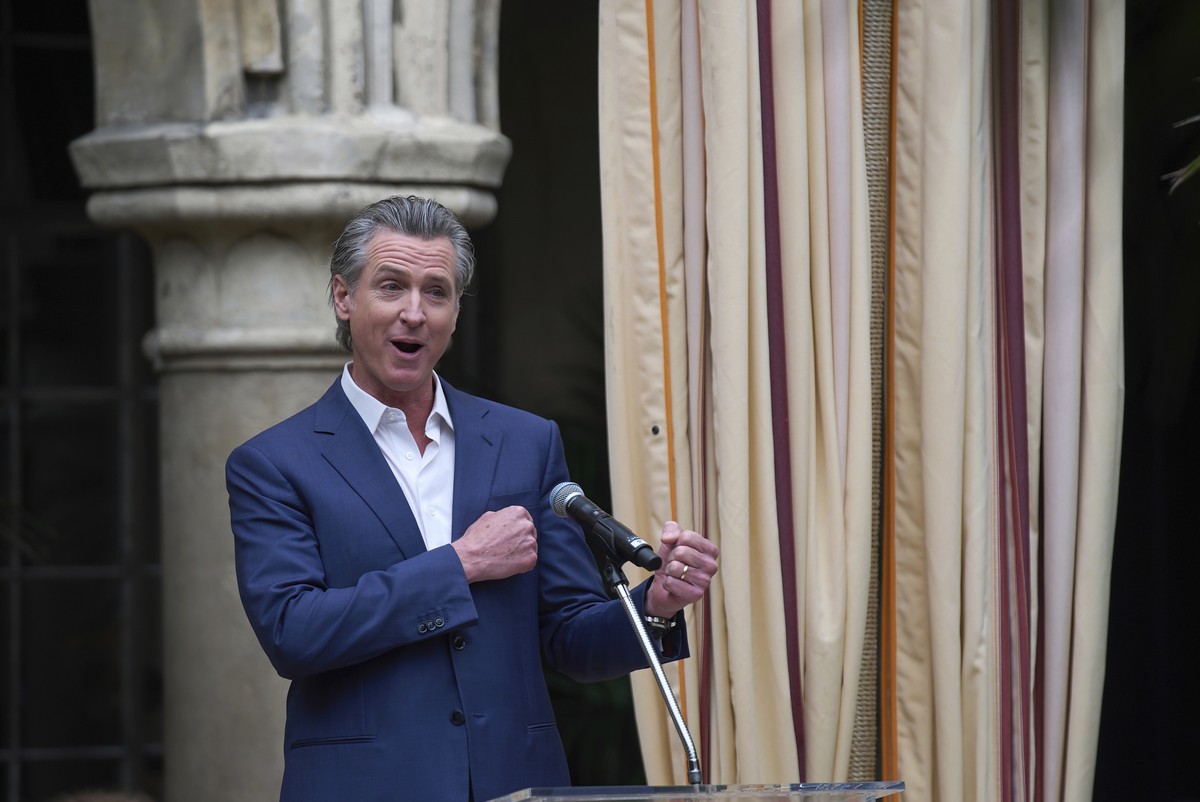 California Gov. Gavin Newsom announces "Vogue World: Hollywood" a fashion event that celebrates the conversation between film and fashion scheduled for October 2025, at a news conference at  ...