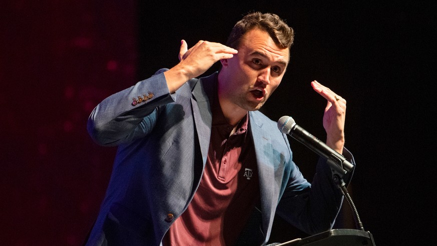 Charlie Kirk speaks at Texas A&amp;M University as part of Turning Point USA&#039;s American Comeback Tour on Tuesday, April 22, 2025, in College Station, Texas. (Meredith Seaver/College Station Eagle ...