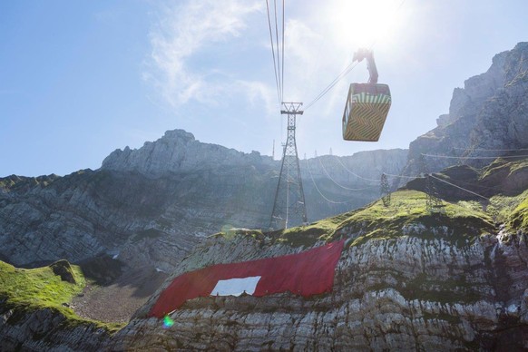 Schweizerfahne am SÃ¤ntis, 1. August 2019