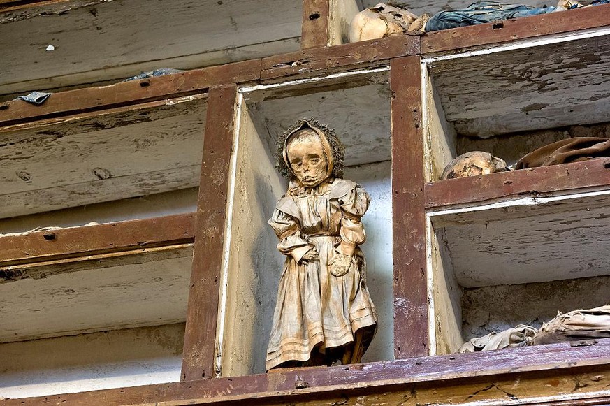 PALERMO, ITALY AUGUST 15: The Catacombs of the Capuchins of Palermo it preserves 8,000 bodies mummified of Capuchins to nobles, bourgeois and representatives of the clergy 1500 until the end of the ni ...