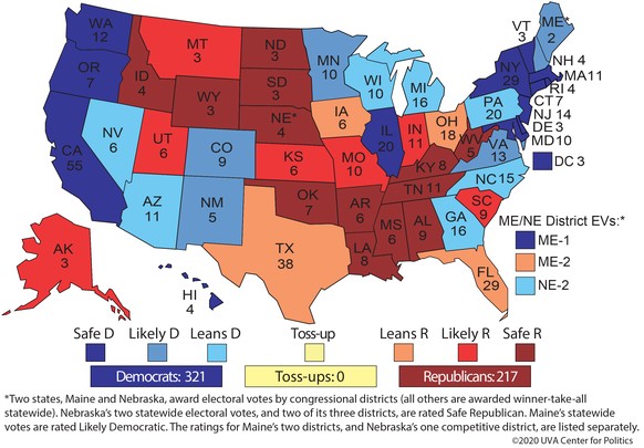 Larry Sabato Crystal Ball letzte Prognose Wahl 2020