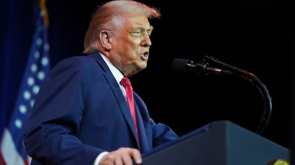 President Donald Trump speaks to House Republican lawmakers during their annual policy retreat, Tuesday, Jan. 6, 2026, in Washington. (AP Photo/Evan Vucci)
Donald Trump