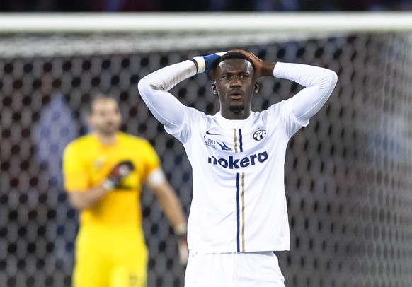 FC Zuerichs Cheick Conde reagiert nach dem Fussball Meisterschaftsspiel der Super League zwischen dem FC Zuerich und dem FC Luzern am Sonntag, 10. Dezember 2023 im Letzigrund Stadion in Zuerich. (KEYS ...