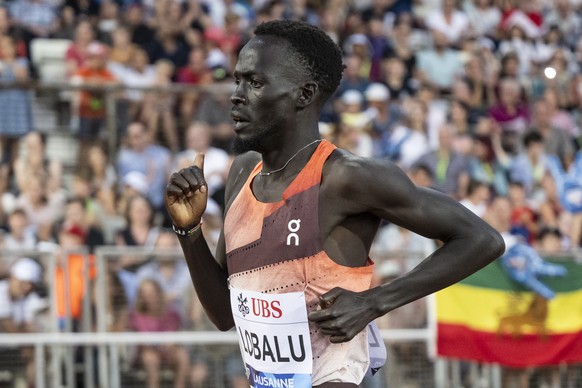 Dominic Lokinyomo Lobalu of Switzerland competes in the 1500m Men during the World Athletics Diamond League Athletissima athletics meeting at the Stade Olympique de la Pontaise in Lausanne, Switzerlan ...