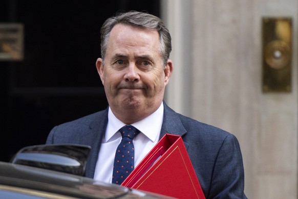 epa07462010 British Secretary of State for International Trade and President of the Board of Trade Liam Fox arrives for a cabinet meeting at 10 Downing Street, Central London, Britain, 25 March 2019.  ...