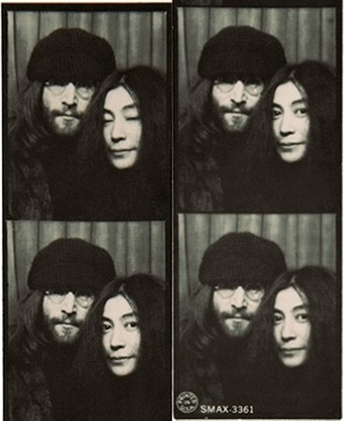 John Lennon and Yoko Ono photo booth photos for the Wedding Album 1969. 

Fotokabine 

https://www.johnlennon.com/wp-content/uploads/2017/12/Wedding-Album-Photobooth-min.png