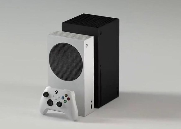 Grössenvergleich: Die schmale Xbox Series S in Weiss und die rund 60 Prozent grössere Series X in Schwarz.