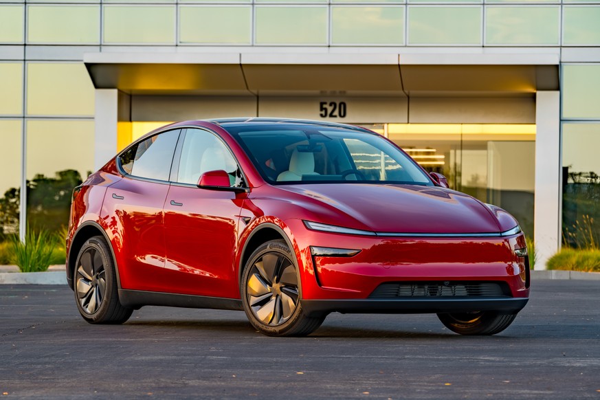 This photo provided by Edmunds shows the Tesla Model Y. This electric SUV offers a spacious interior, plenty of range, and advanced driving features that make long trips less tedious. (Courtesy of Edm ...