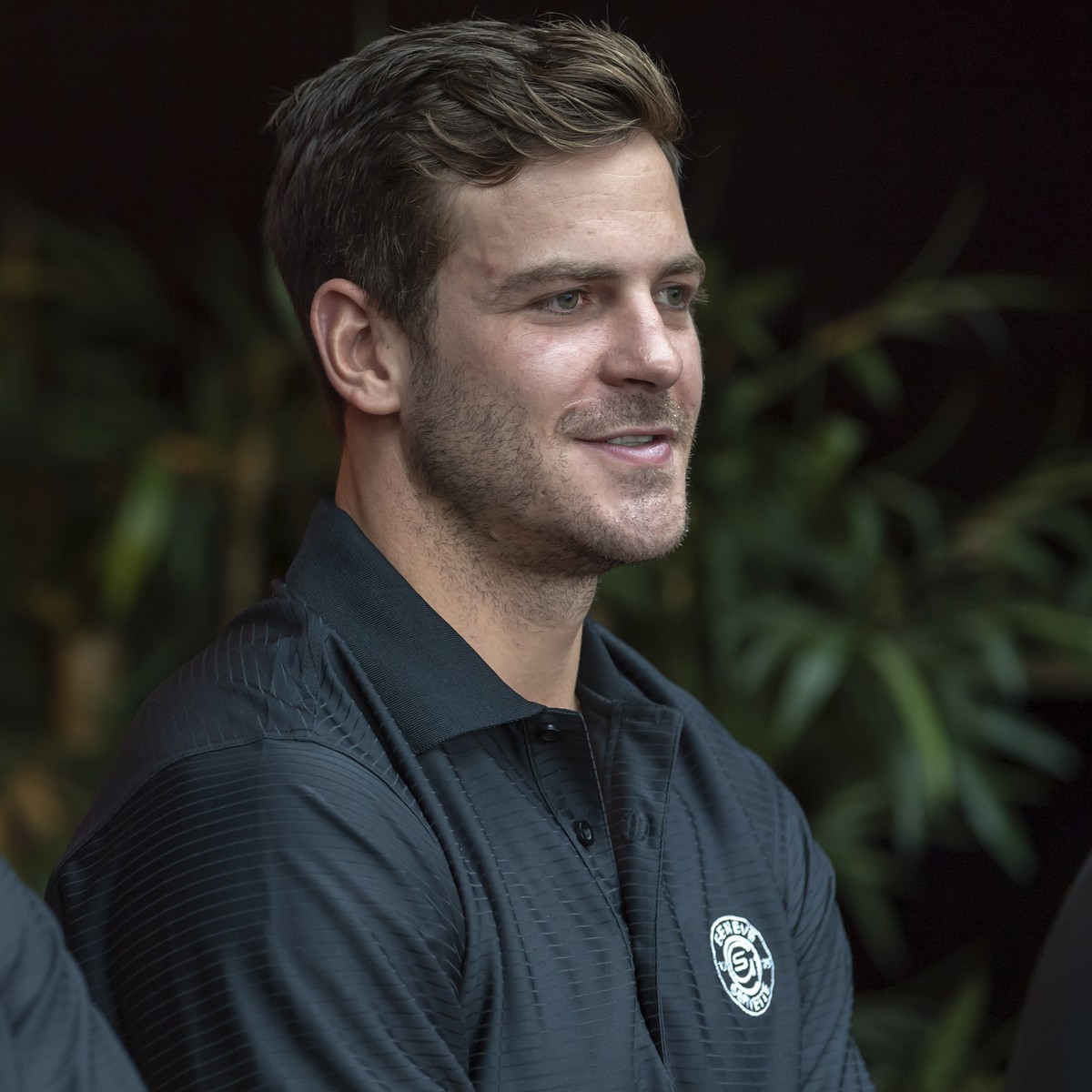 Les deux nouveau joueurs etranger de NHL, Tommy Wingels, gauche, et Lance Bouma, droite, attendent le debut de la conference de presse dÕavant saison du Geneve-Servette Hockey Club (GSHC) et de presen ...
