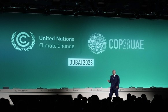 Al Gore, former U.S. vice president, speaks at the COP28 U.N. Climate Summit, Sunday, Dec. 3, 2023, in Dubai, United Arab Emirates. (AP Photo/Joshua A. Bickel)