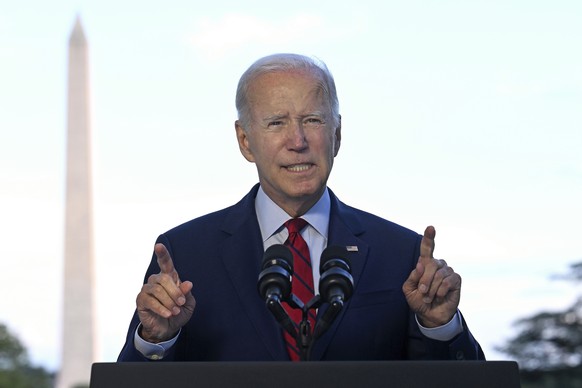 President Joe Biden speaks from the Blue Room Balcony of the White House Monday, Aug. 1, 2022, in Washington, as he announces that a U.S. airstrike killed al-Qaida leader Ayman al-Zawahri in Afghanist ...