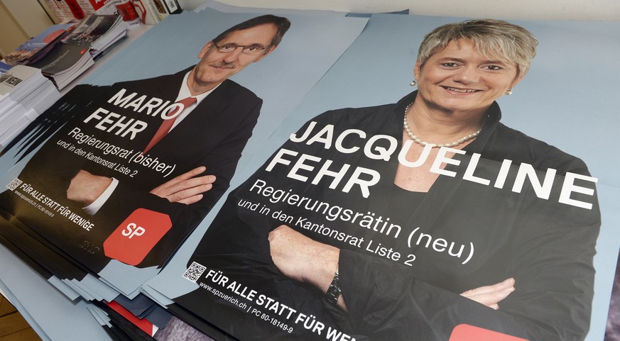 Wahlplakate für Mario Fehr und Jacqueline Fehr.