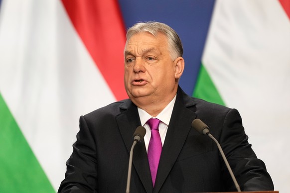 Hungary's Prime Minister Viktor Orban speaks during a news conference with U.S. Secretary of State Marco Rubio in Budapest, Hungary, Monday, Feb. 16, 2026. (AP Photo/Alex Brandon, Pool)
Marco Rub ...
