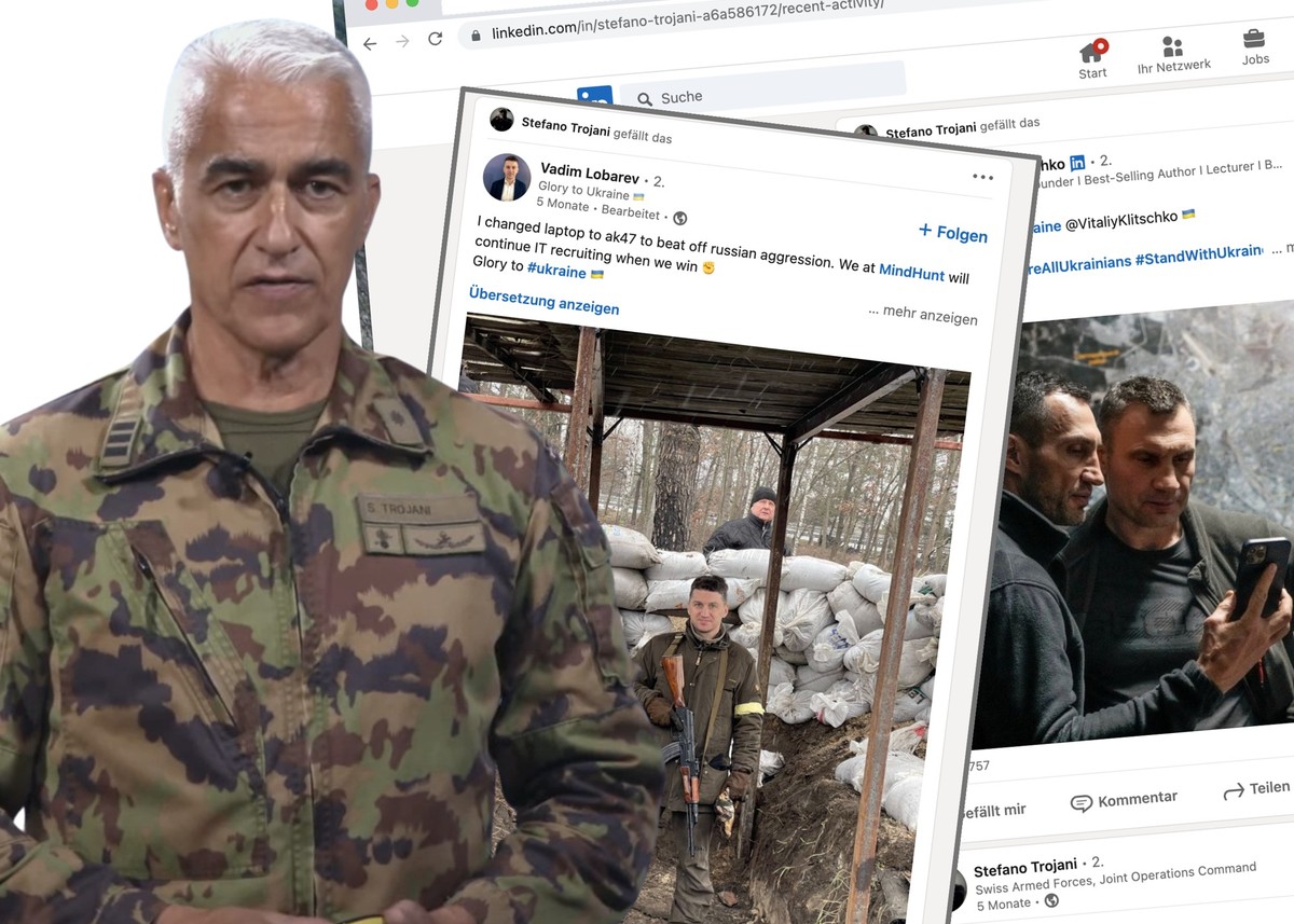 Stefano Trojani, Oberst im Generalstab, tritt in einem Erklärvideo der Schweizer Armee auf – und hat Spuren seiner privaten Social-Media-Aktivitäten gelöscht. Aus Gründen.