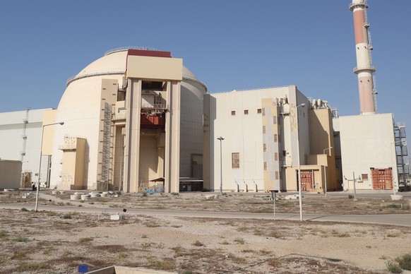 epa09513523 A handout photo made available by the presidential office of the Bushehr nuclear power plant, in city of Bushehr, southern of Iran, 08 October 2021. According to presidential official webs ...