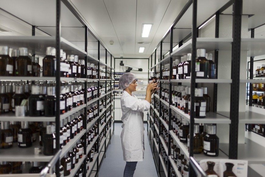 Shelves with healing products in the Weleda headquarter in Arlesheim, canton of Basel-Country, Switzerland, pictured on August 8, 2012. Weleda is a multinational company that produces both natural bea ...
