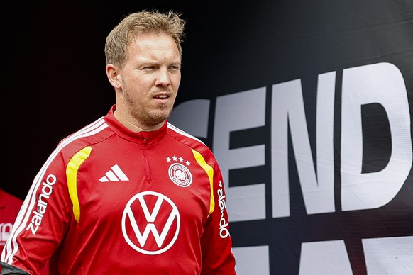 epa13019091 Germany's head coach Julian Nagelsmann arrives for a training session at Soldier Field in Chicago, Illinois, USA, 05 June 2026. The United States and Germany will play their internati ...