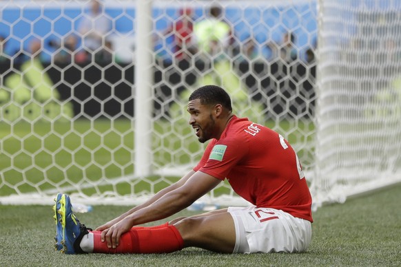 England&#039;s Ruben Loftus-Cheek sits on the ground during the third place match between England and Belgium at the 2018 soccer World Cup in the St. Petersburg Stadium in St. Petersburg, Russia, Satu ...