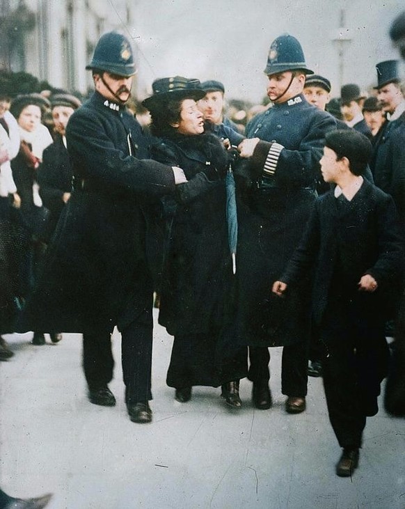 A suffragette arrest in London, circa 1910.