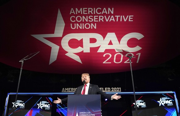 Former president Donald Trump speaks at the Conservative Political Action Conference (CPAC) Sunday, July 11, 2021, in Dallas. (AP Photo/LM Otero)
Donald Trump